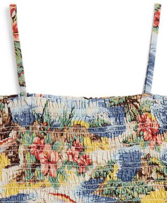 Girls' 2T-6X Tropical-Print Smocked Boxy Top & Short, 2-Piece Set