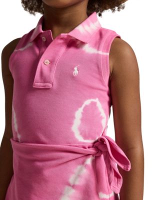 Girls' 2T-6X Tie-Dye Faux-Wrap Mesh Polo Dress
