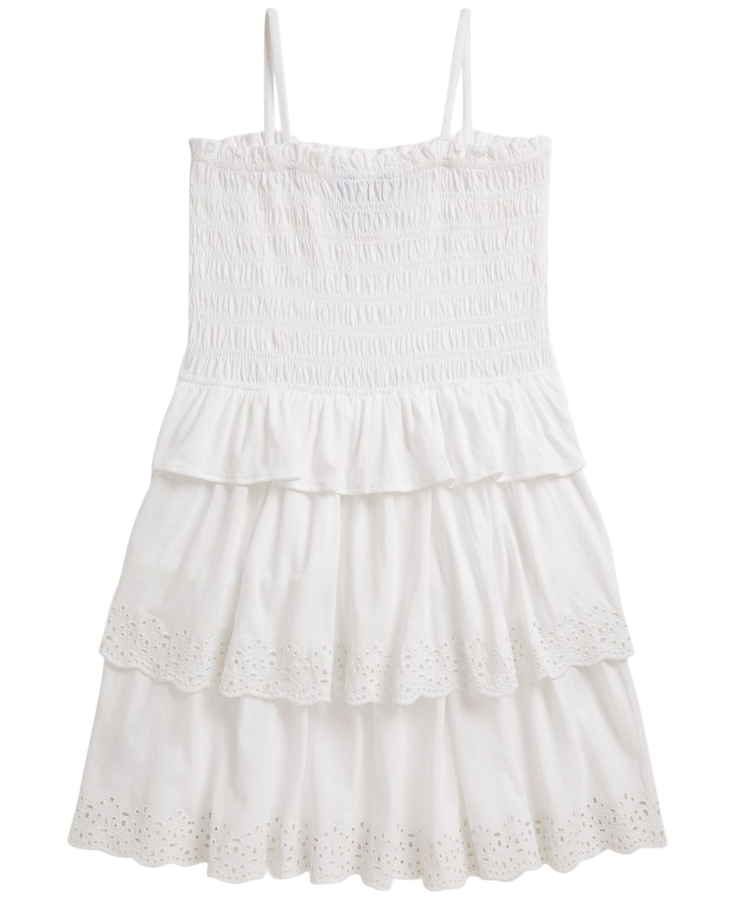 Платье Polo Ralph Lauren Smocked Cotton Jersey Dress для девочек, цвет: Белый — фото 5