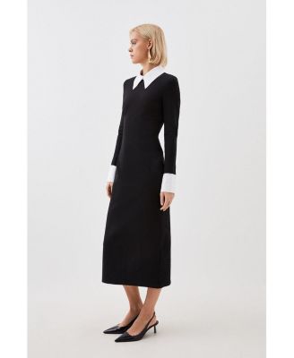 Women's Jersey Cotton Poplin Midi Collar Dress