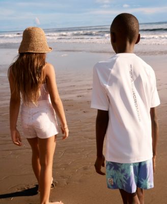 Girls' Cinched Cutout Round Neck One-Piece Swimsuit