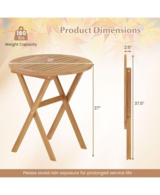 Patio Side Table with Slatted Top and Sturdy X-Shape Structure