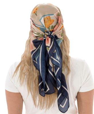 Satin Floral Square Scarf