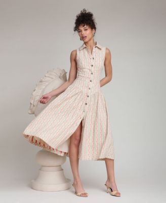 Women's Spread Collar Midi Dress