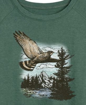 Plus Size Instant Message Hawk Nature French Terry Pullover T-Shirt