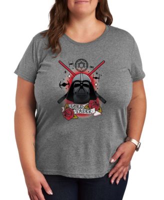 Plus Size Star Wars Darth Vader Traditional Tattoo Short-Sleeve Graphic T-Shirt