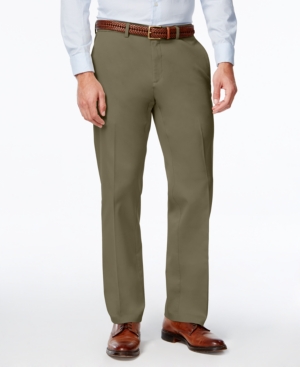Haggar Men's Premium No Iron Khaki Straight-Fit Stretch Flat-Front Pants
