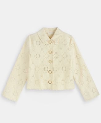 Women's Cotton Eyelet Scallop Hem Jacket