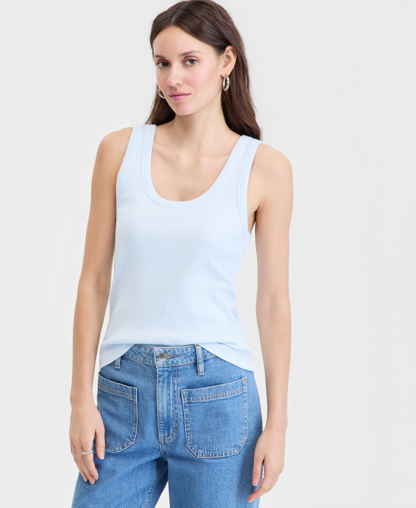 Женский топ On 34th Scoop-Neck Layering Tank Top, цвет: Бриллиантовый синий — фото 1