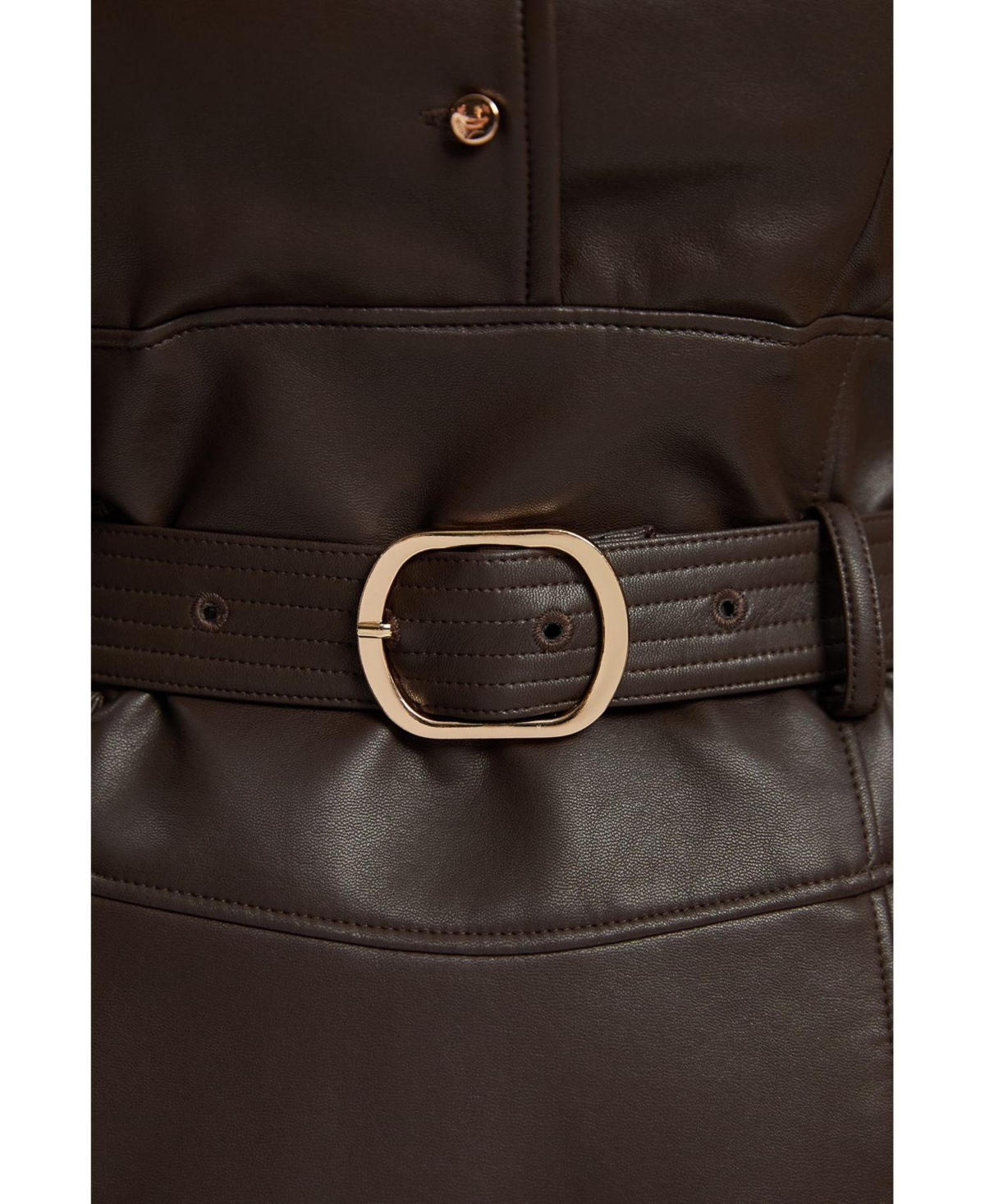 Karen Millen Women's Faux Leather Belted Midi Dress