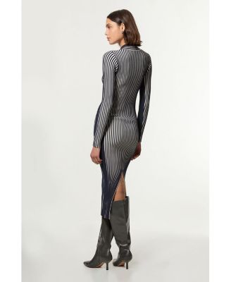 Women's Fitted Long Sleeve Midi Dress