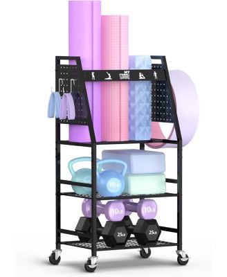 Yoga Mat Storage Racks,Home Gym Storage Rack for Dumbbells Kettlebells Foam Roller,Workout Equipment Storage Organizer.
