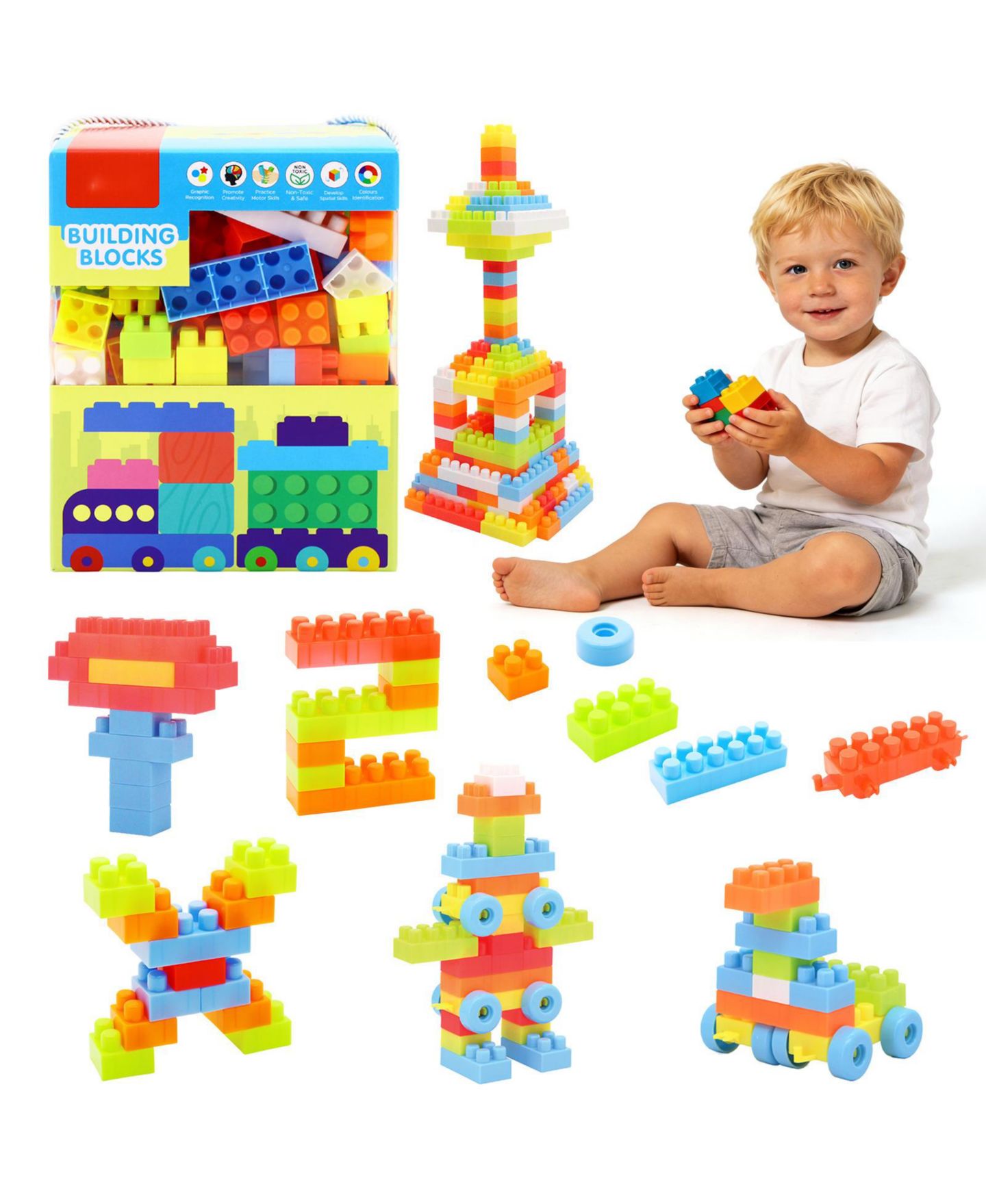 Детские конструкторы Mecale 150-Piece Stem Building Blocks Set, Ages 3+, цвет: Разноцветный — фото 1
