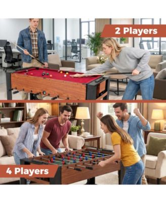 2-in-1 Full-Size Foosball and Pool Combo Table with Legs