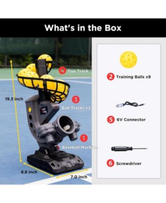 Portable Pickleball Pitching Machine with 4 Adjustable Angles Includes 9 Standard Size Pickleballs Battery or Power Bank Powered