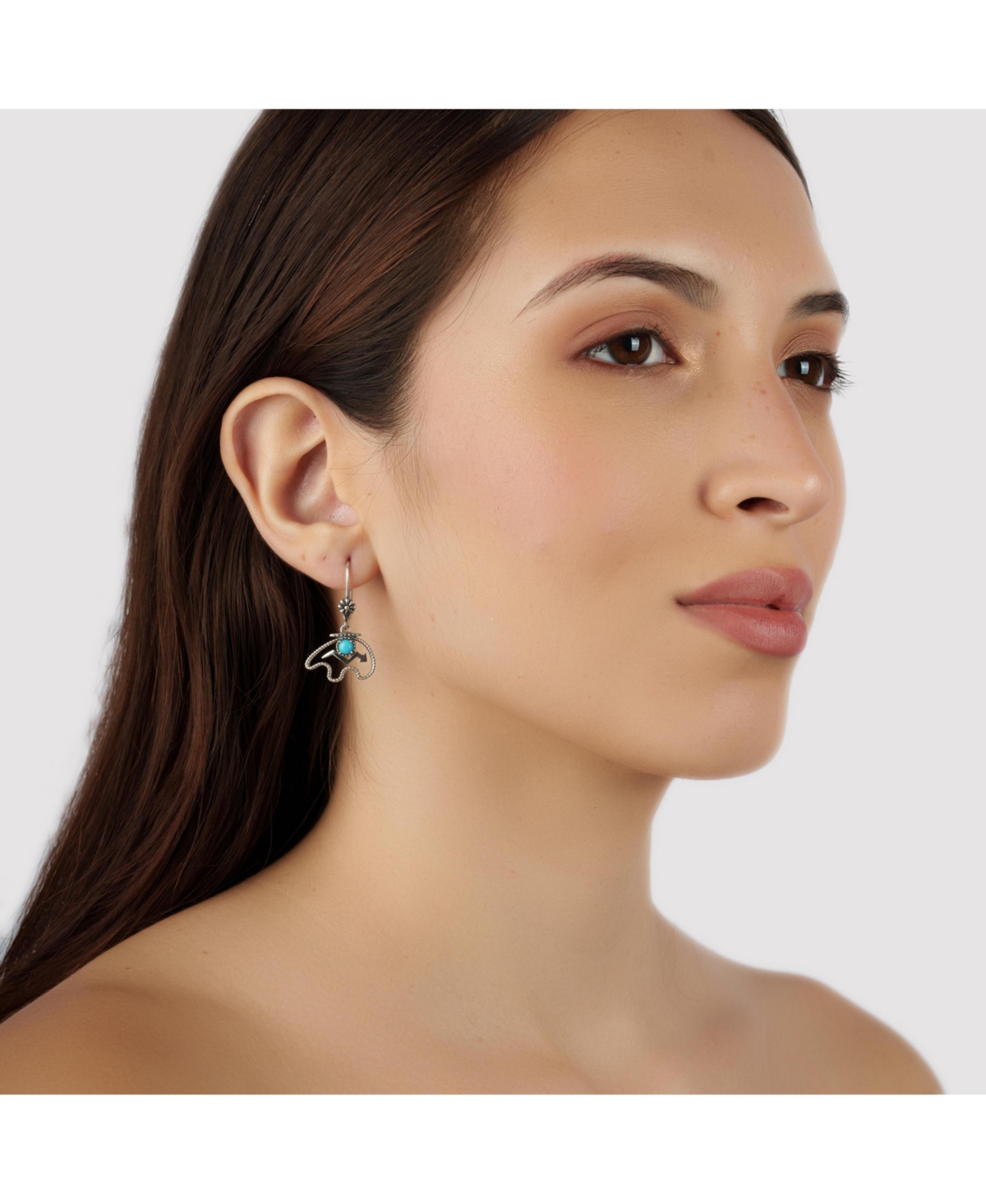 American West Jewelry Sterling Silver Sleeping Beauty Turquoise Bear Lever Back Earrings