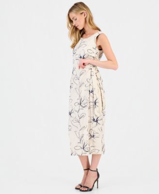 Women's Embroidered Sleeveless Top & Embroidered Faux-Wrap Midi Skirt
