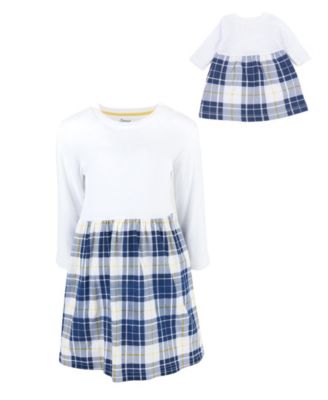 Big Girls Matching Doll 100% Cotton Long Sleeve Skirt Dress
