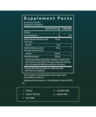 Adrenal Health Daily Support - Herbal Supplement - Maintain Healthy Energy & Stress Levels - 120 Liquid Phyto-Caps (60 Servings)