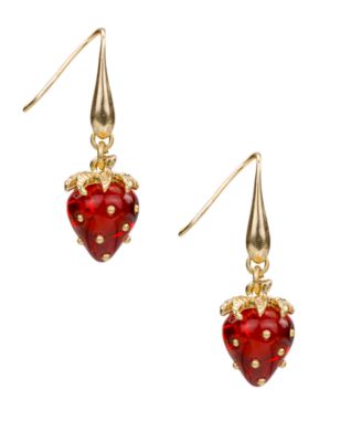 Gold-Tone Plated Strawberry Wire Drop Earrings