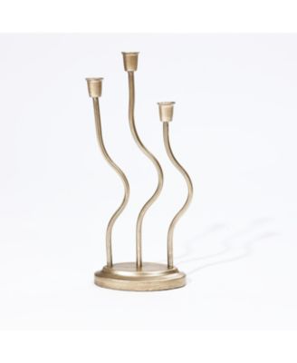 Metal 3-Taper Candle Holder Tabletop Sculpture