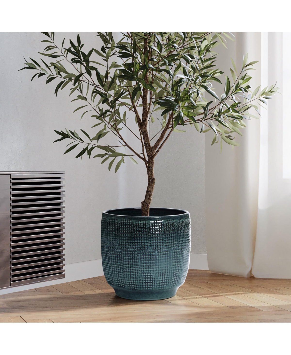 LuxenHome Marina Gray -Inch Round Ceramic Planter