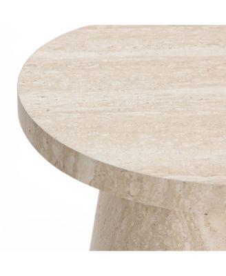 Stone Pattern Engineered Wood 19.7-Inch Tall Round End Table & Nightstand – Modern Side Table for Living Spaces