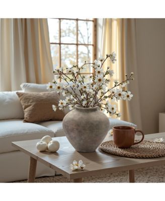 Rustic Ceramic Vase, 10.2" Tall Terracotta Pot with Earthy Gray-Brown Finish, Handcrafted