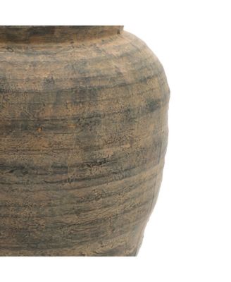 Vintage Pottery Brown 17.32-Inch Tall Round Ceramic Vase