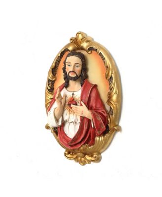 Sacred Jesus Wall Plaque, Oval Christian Home Decor Plaque for Prayer Room & Faith Display