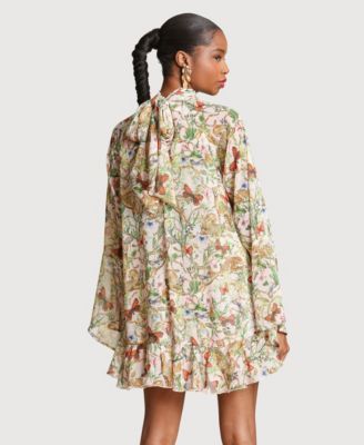 Women’s High Neck Ruffle Mini Dress