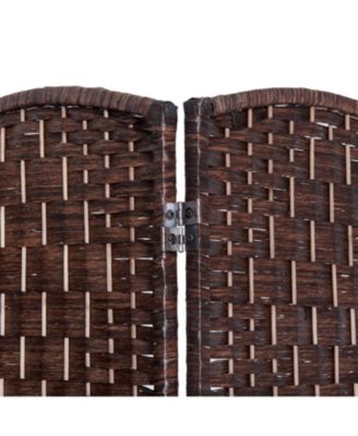 4 Panel Resin Wicker Folding Room Divider Privacy Screen Home Office Decor