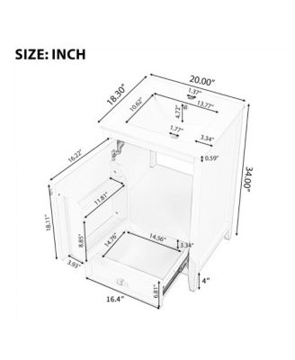 20" Bathroom Vanity with Ceramic Sink, Modern Freestanding MDF Cabinet, Storage Rack Drawer Soft Close for Small Spaces