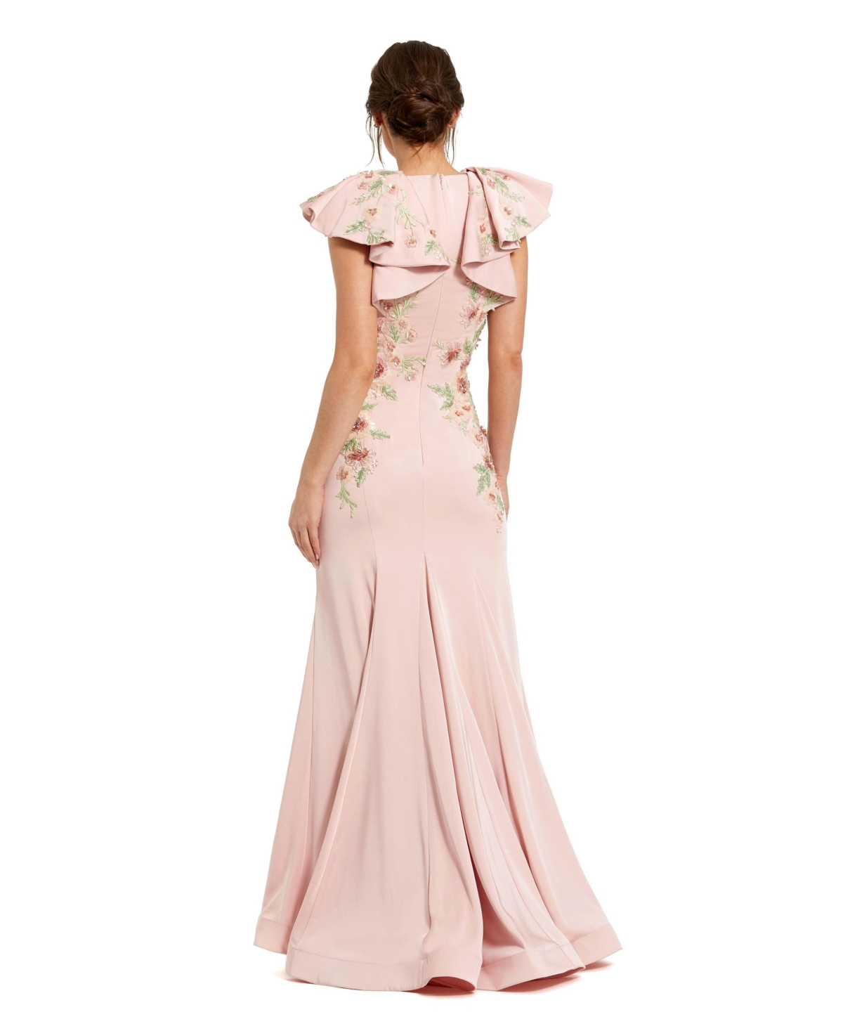 Mac Duggal Women's Flutter Sleeve Embellished Mermaid Gown