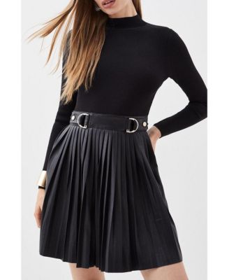 Women's Knitted Top Pleated Skater Dress