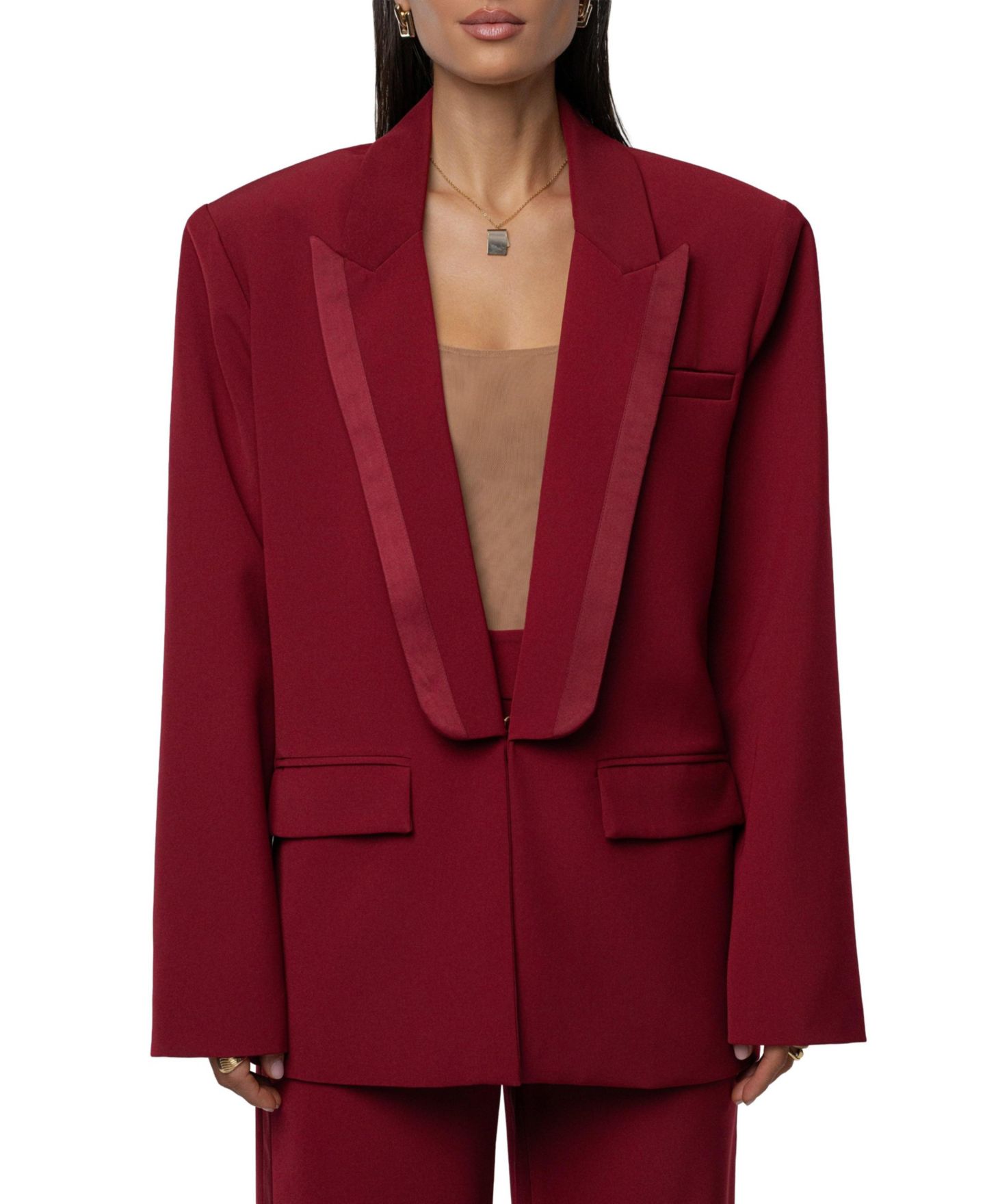 Женский пиджак JLUXLABEL Suite Life Woven Blazer, цвет: Бордовый — фото 9