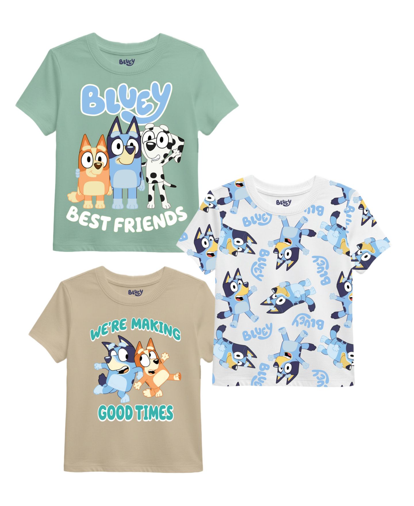 Футболки Bluey Short-Sleeve Graphic Print T-Shirt, 3-Pack для мальчиков, цвет: Assorted — фото 1