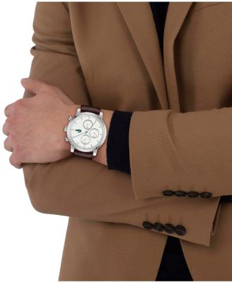 Men's Replay Brown Leather Strap Watch, 43mm