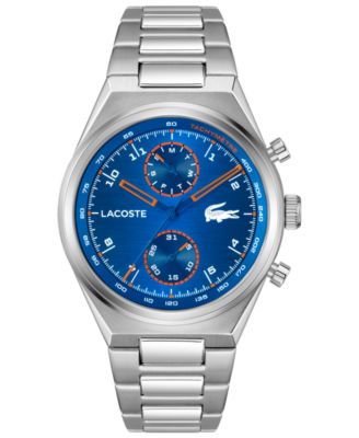 Men's Line Racer Silver Tone Stainless Steel Bracelet Watch, 42mm