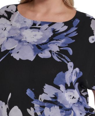 Plus Size Printed Short-Sleeve Top