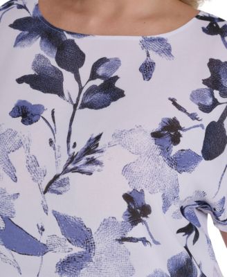 Plus Size Printed Crew Neck Top