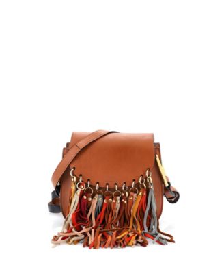 Small Multicolor Fringe Hudson Bag Leather