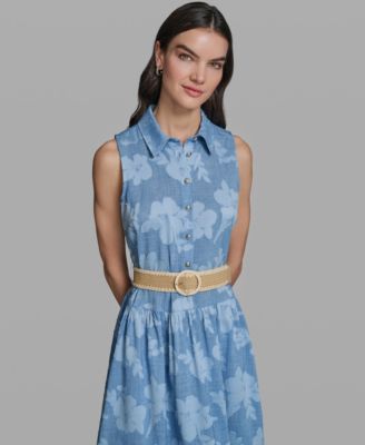 Women's Sleeveless Collared Burnout Dress