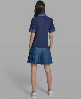 Women's Short-Sleeve Collared Knitted Polo Dress