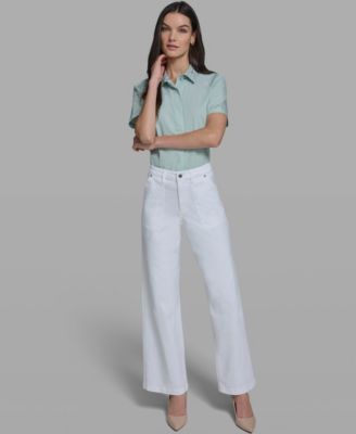 Women's Wide-Leg Mid-Rise Front Pocket Jeans