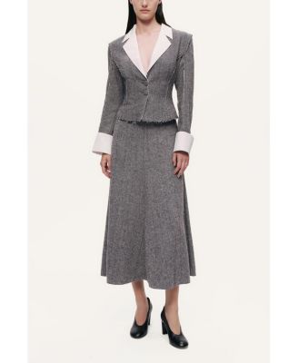 Women's Contrast Lapel Tailored Textured Jacket