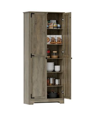 72" Farmhouse Pantry Cabinet, Tall Storage Cabinet, Distressed