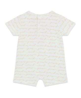 Baby Boys' Stretch Jersey All-Over Script Logo Print Romper