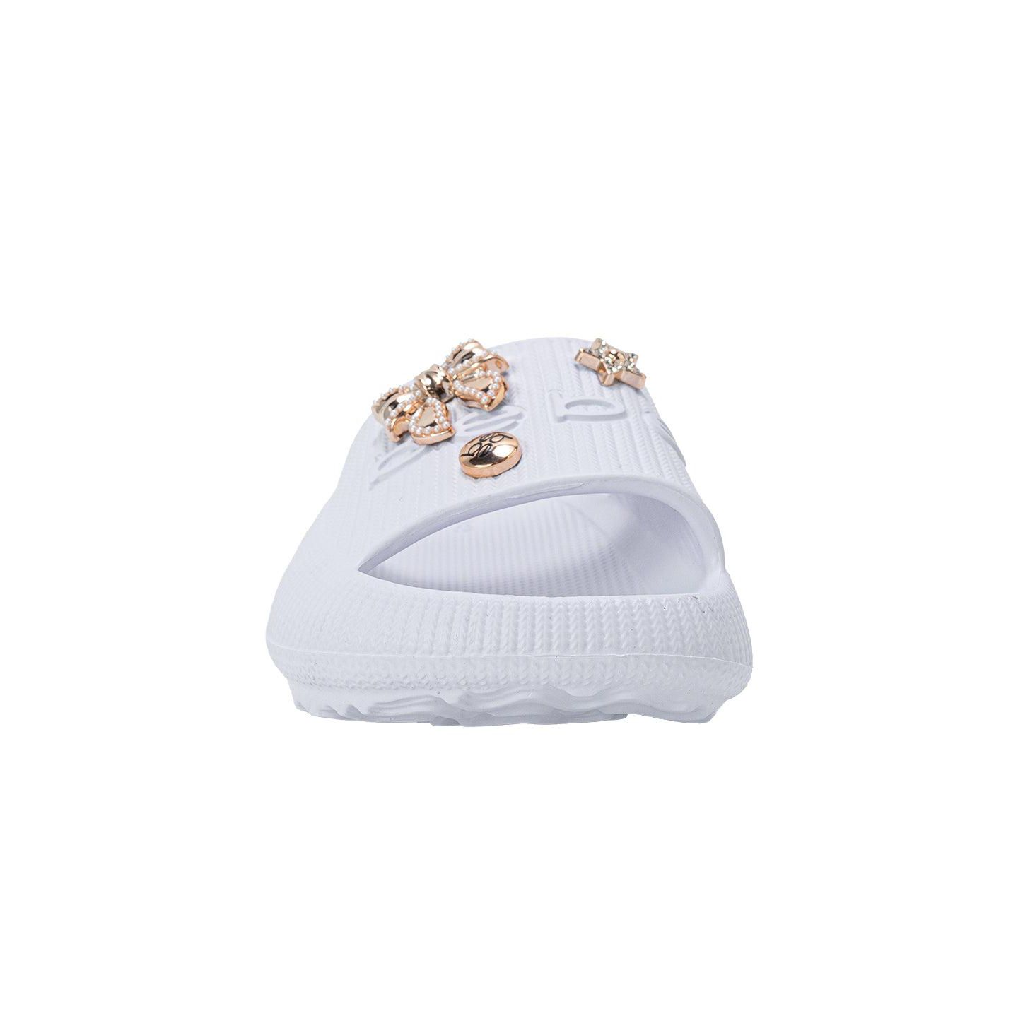 Сандалии Bebe EVA Slide – Lightweight Comfy Slide Sandals with Metal Charms для девочек, цвет: Белый — фото 5