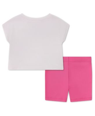 Baby Girls' Short-Sleeve Boxy T-Shirt and Shorts, 2-Piece Set